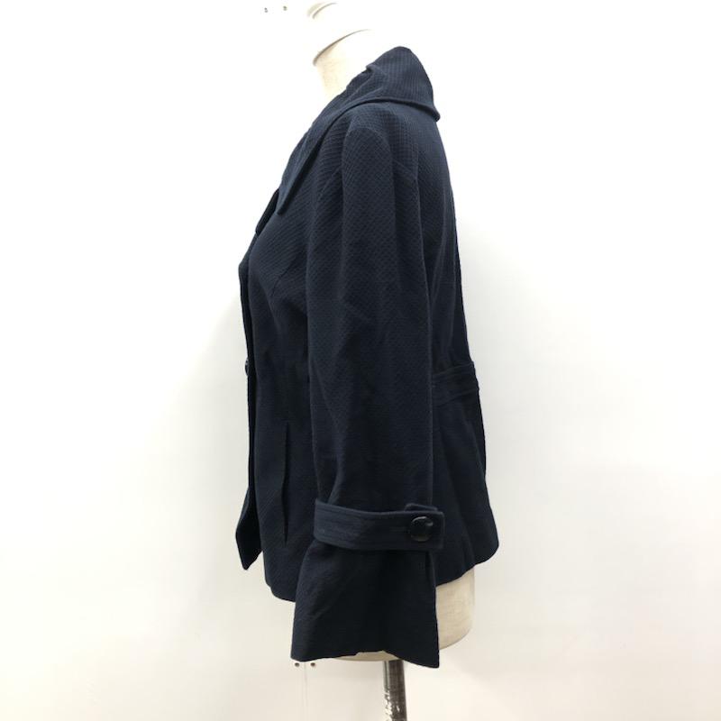 ロペ ROPE' コート  ショート丈ダブルコート 7 無地 紺 / ネイビー /  レディース USED 古着 中古 10021663