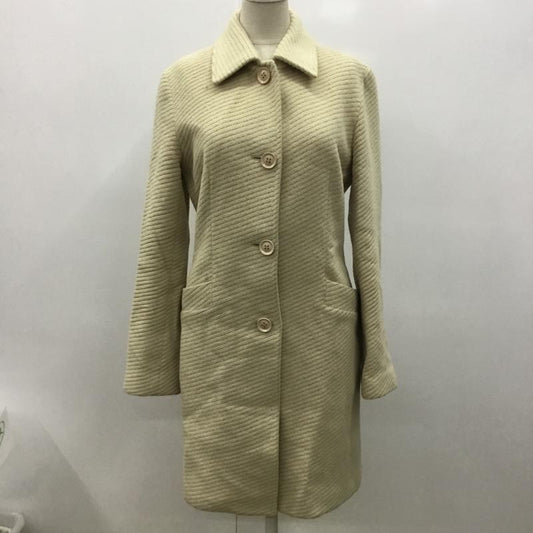 ルスーク LESOUK コート  アンゴラ混コート 36  X ストライプ アイボリー / アイボリー /  レディース USED 古着 中古 10021673