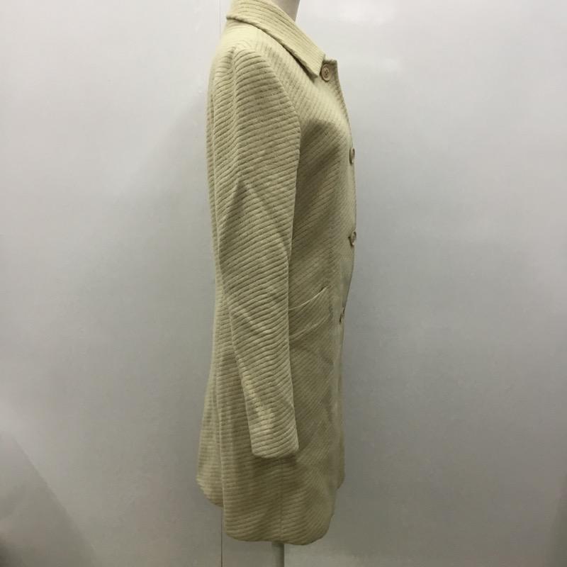 ルスーク LESOUK コート  アンゴラ混コート 36  X ストライプ アイボリー / アイボリー /  レディース USED 古着 中古 10021673