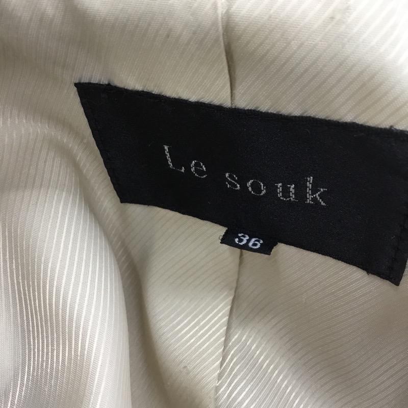 ルスーク LESOUK コート  アンゴラ混コート 36  X ストライプ アイボリー / アイボリー /  レディース USED 古着 中古 10021673