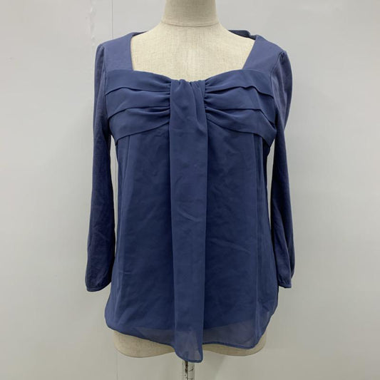 ナチュラルビューティー NATURAL BEAUTY カットソー  シフォン切替カットソー 36 無地 青 / ブルー /  レディース USED 古着 中古 10021688