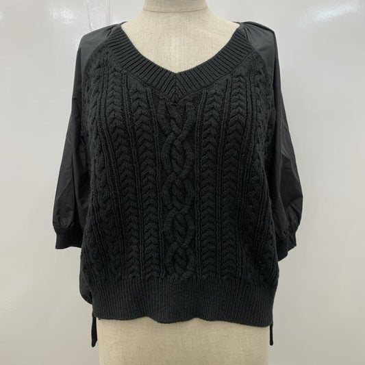 クローラ crolla カットソー  切替カットソー　ケーブルニット 無地 黒 / ブラック /  レディース USED 古着 中古 10021711