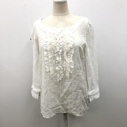 クローラ crolla カットソー  フリルカットソー 38 ストライプ 白 / ホワイト /  レディース USED 古着 中古 10021742