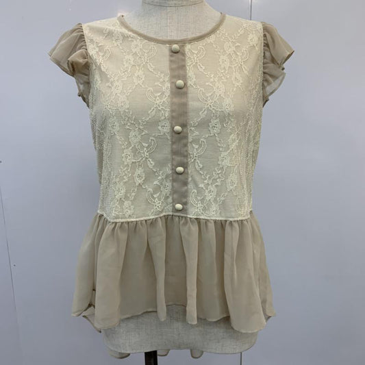 ボニカドット BONICA DOT カットソー  【新品】レースシフォンカットソー FREE 花柄 桃 / ピンク / X ベージュ / ベージュ /  レディース USED 古着 中古 10021762