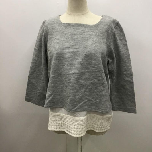アナカ Unaca カットソー  レイヤードカットソー　レース 38 無地 灰 / グレー /  レディース USED 古着 中古 10021778