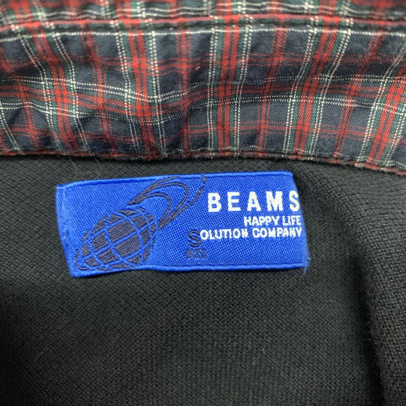 ビームス BEAMS ポロシャツ 半袖 無地 チェック S 無地 X チェック 黒 / ブラック /  メンズ USED 古着 中古 10022234