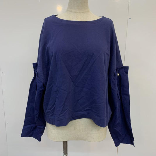 ザラ ZARA カットソー 長袖 ボリュームスリーブ バックオープン 無地 パール S 無地 青 / ブルー / X 黒 / ブラック /  レディース USED 古着 中古 10022414