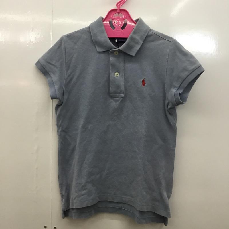 ラルフローレン RALPHLAUREN ポロシャツ 半袖 無地 ワンポイント M 無地 X ワンポイント 水色 / ライトブルー /  ガールズ USED 古着 中古 10023122