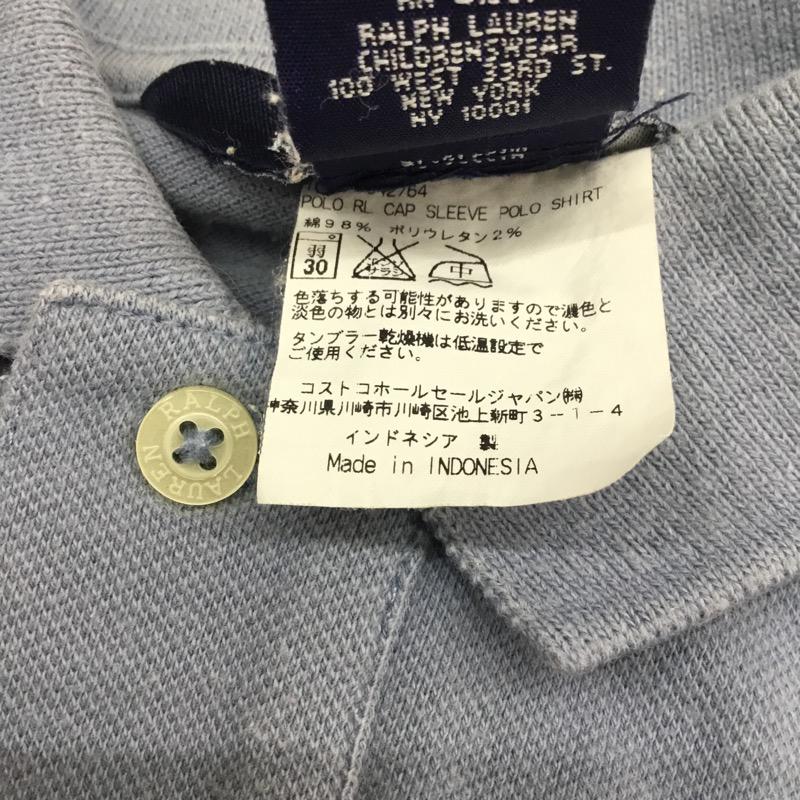 ラルフローレン RALPHLAUREN ポロシャツ 半袖 無地 ワンポイント M 無地 X ワンポイント 水色 / ライトブルー /  ガールズ USED 古着 中古 10023122