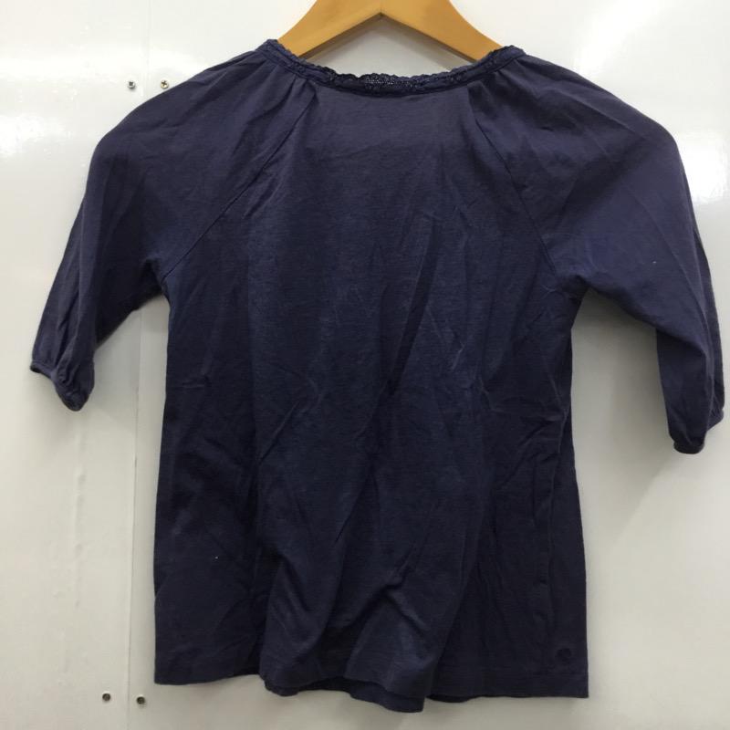 ラルフローレン RALPHLAUREN カットソー 半袖 無地 フリル 五分袖 120cm 無地 紺 / ネイビー /  ガールズ USED 古着 中古 10023124