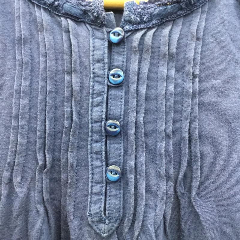 ラルフローレン RALPHLAUREN カットソー 半袖 無地 フリル 五分袖 120cm 無地 紺 / ネイビー /  ガールズ USED 古着 中古 10023124
