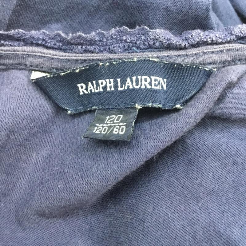 ラルフローレン RALPHLAUREN カットソー 半袖 無地 フリル 五分袖 120cm 無地 紺 / ネイビー /  ガールズ USED 古着 中古 10023124