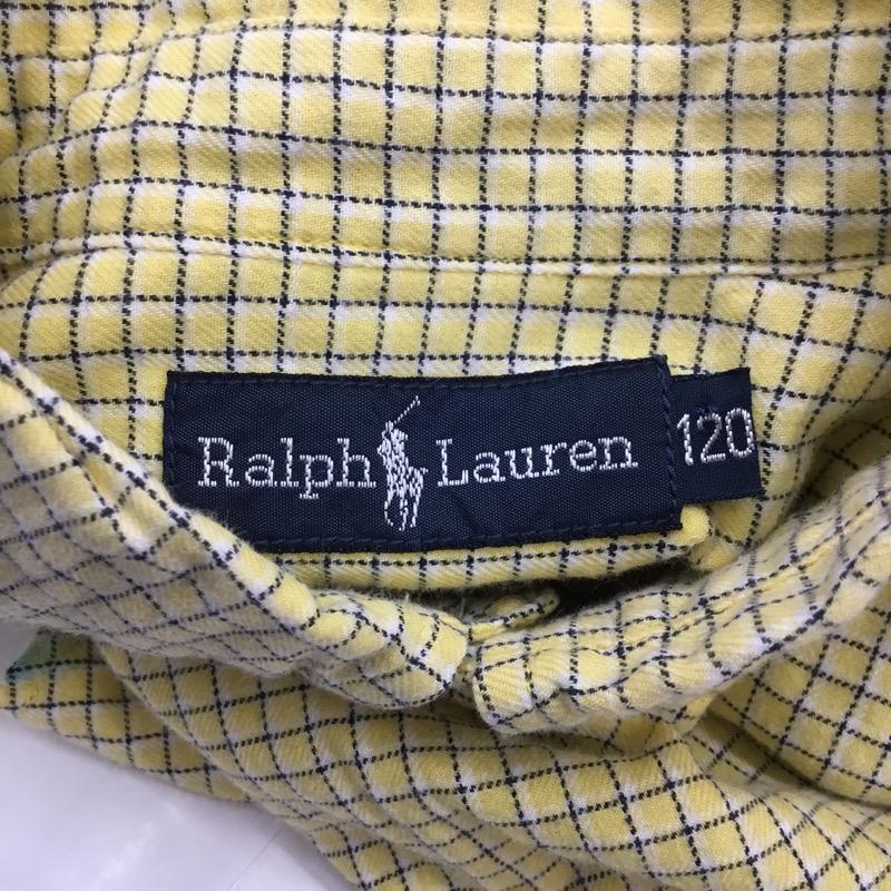 ラルフローレン RALPHLAUREN シャツ、ブラウス 長袖 カジュアルシャツ ボタンダウン チェック ワンポイント 120cm チェック 白 / ホワイト / X 黒 / ブラック / X 黄 / イエロー /  ボーイズ USED 古着 中古 10023125