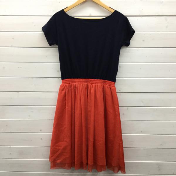 ローリーズファーム LOWRYS FARM ワンピース  ワンピース 半袖 M 紺 / ネイビー / X 橙 / オレンジ /  レディース USED 古着 中古 10023258