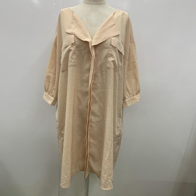 ローリーズファーム LOWRYS FARM シャツ、ブラウス 七分袖 無地 L 無地 ベージュ / ベージュ /  レディース USED 古着 中古 10023446