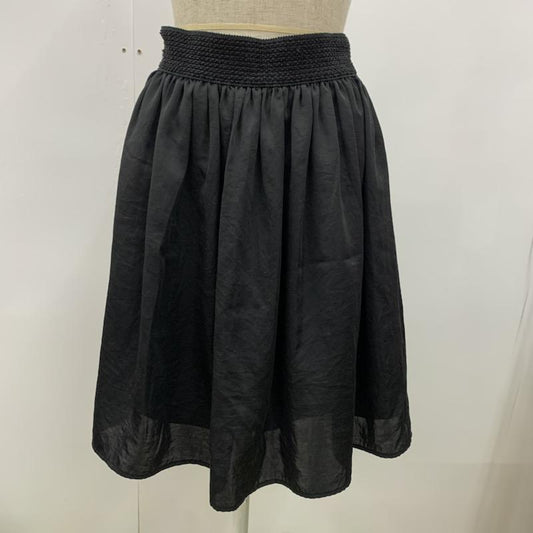 インディヴィ INDIVI スカート ひざ丈スカート ギャザースカート 無地 38 無地 黒 / ブラック /  レディース USED 古着 中古 10023504