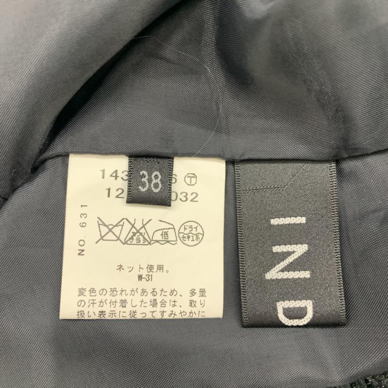 インディヴィ INDIVI スカート ひざ丈スカート ギャザースカート 無地 38 無地 黒 / ブラック /  レディース USED 古着 中古 10023504