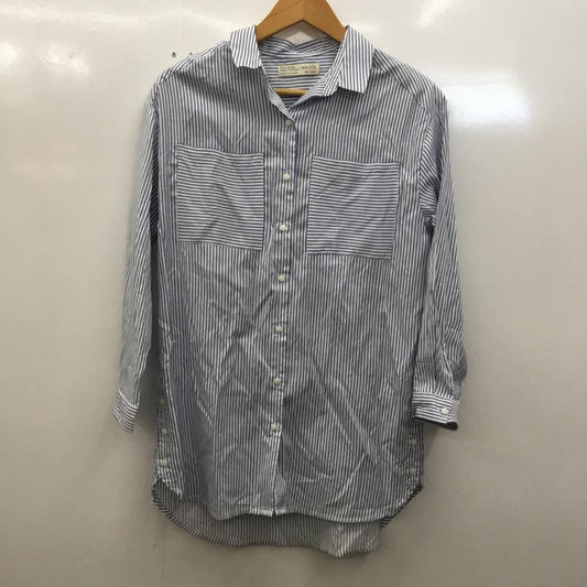 ザラ ZARA シャツ、ブラウス 長袖 カジュアルシャツ ストライプ 140cm ストライプ 白 / ホワイト / X 水色 / ライトブルー /  ガールズ USED 古着 中古 10023530