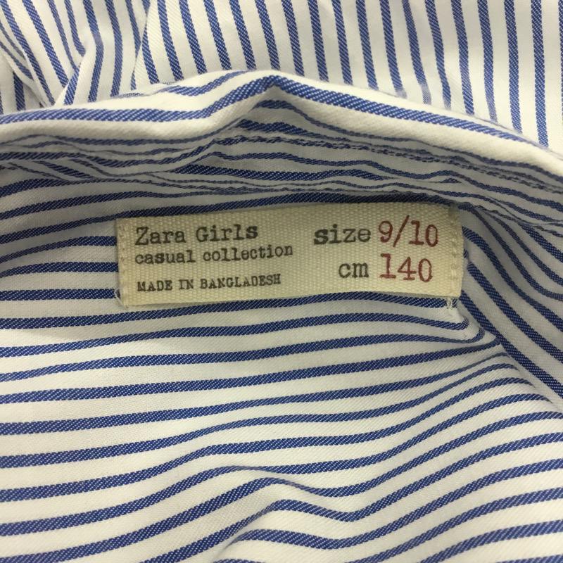 ザラ ZARA シャツ、ブラウス 長袖 カジュアルシャツ ストライプ 140cm ストライプ 白 / ホワイト / X 水色 / ライトブルー /  ガールズ USED 古着 中古 10023530