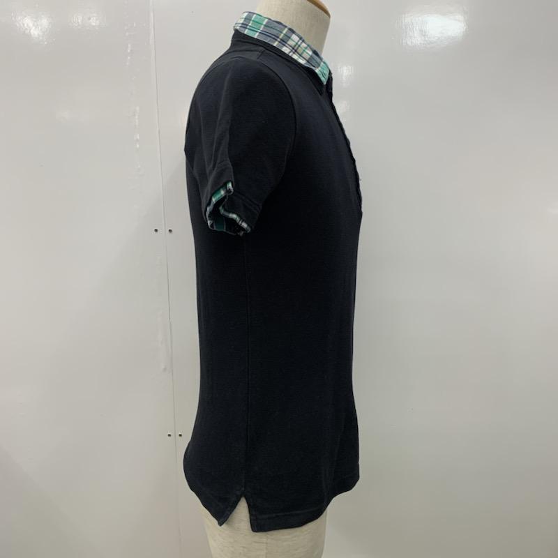 ザショップティーケーミクスパイス THESHOPTKMIXPICE ポロシャツ 半袖 無地 チェック 2 無地 X チェック 黒 / ブラック /  メンズ USED 古着 中古 10023641