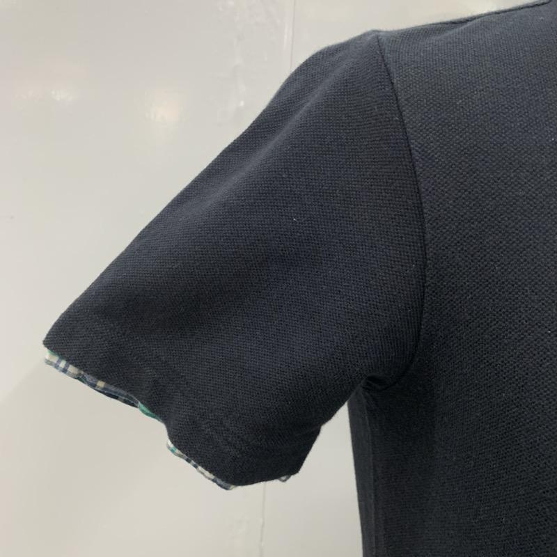 ザショップティーケーミクスパイス THESHOPTKMIXPICE ポロシャツ 半袖 無地 チェック 2 無地 X チェック 黒 / ブラック /  メンズ USED 古着 中古 10023641