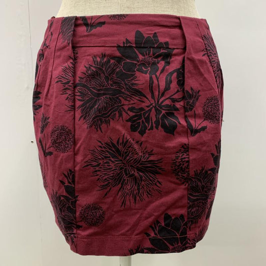 ザラ ZARA TRAFALUC スカート ミニスカート 台形スカート 花柄 XS 無地 X 花柄 黒 / ブラック / X えんじ / ワインレッド /  レディース USED 古着 中古 10023692