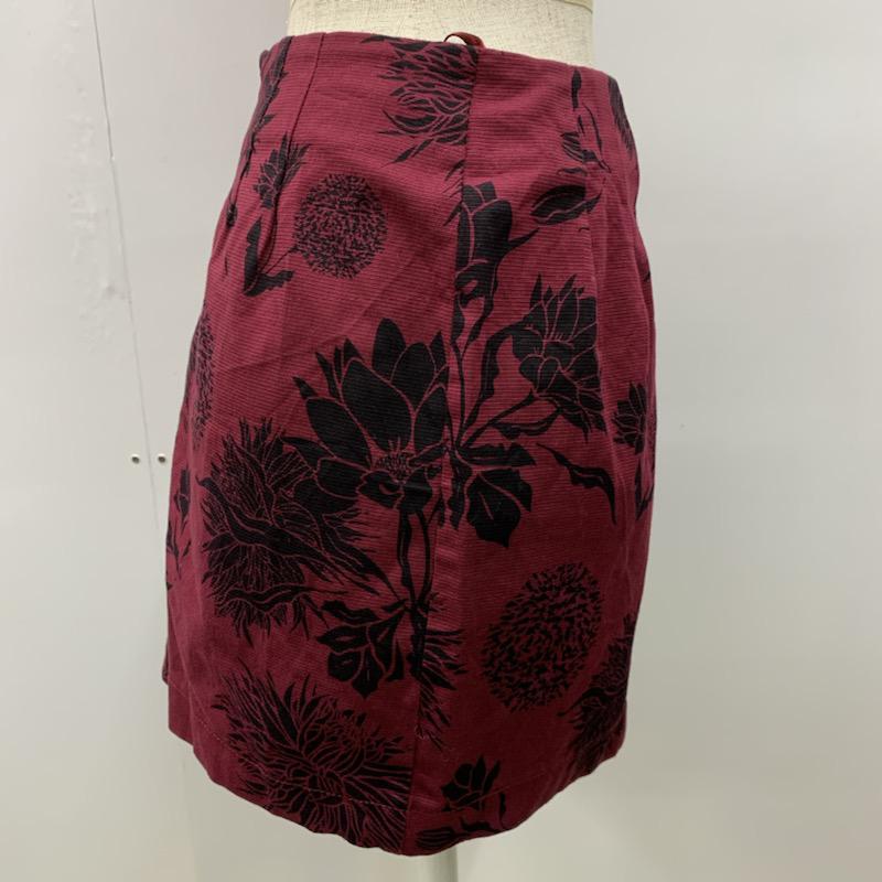ザラ ZARA TRAFALUC スカート ミニスカート 台形スカート 花柄 XS 無地 X 花柄 黒 / ブラック / X えんじ / ワインレッド /  レディース USED 古着 中古 10023692