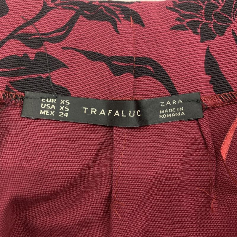 ザラ ZARA TRAFALUC スカート ミニスカート 台形スカート 花柄 XS 無地 X 花柄 黒 / ブラック / X えんじ / ワインレッド /  レディース USED 古着 中古 10023692