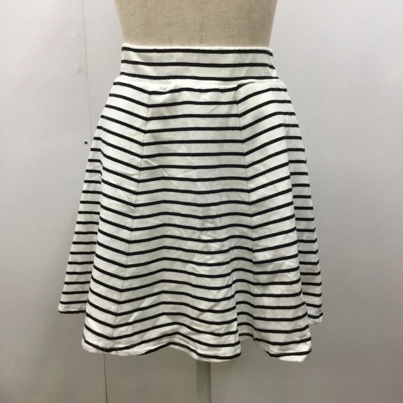 セシルマクビー CECIL McBEE スカート  ミニスカート ボーダー M ボーダー柄 白 / ホワイト / X 黒 / ブラック /  レディース USED 古着 中古 10023754