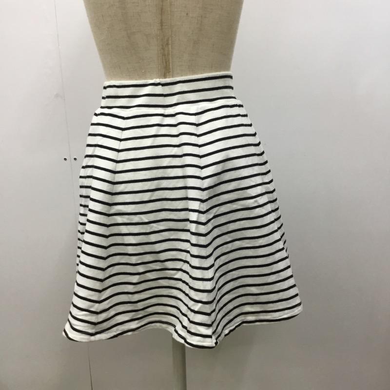 セシルマクビー CECIL McBEE スカート  ミニスカート ボーダー M ボーダー柄 白 / ホワイト / X 黒 / ブラック /  レディース USED 古着 中古 10023754