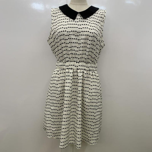 フォーエバー２１ FOREVER21 ワンピース  ワンピース ノースリーブ 総柄 S 白 / ホワイト / X 黒 / ブラック /  レディース USED 古着 中古 10023837