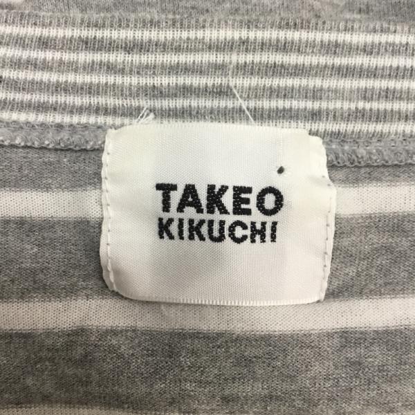 タケオキクチ TAKEO KIKUCHI Tシャツ  ロンＴ 長袖カットソー ボーダー 2 ボーダー柄 灰 / グレー /  メンズ USED 古着 中古 10024971