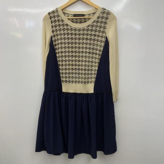 グリーンレーベルリラクシング green label relaxing ワンピース  ワンピー 長袖 千鳥格子 千鳥格子 ベージュ / ベージュ / X 紺 / ネイビー /  レディース USED 古着 中古 10025317