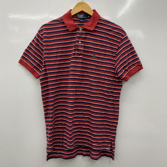 ポロバイラルフローレン Polo by RALPH LAUREN ポロシャツ  ポロシャツ 半袖 ボーダー ロゴマーク  M ボーダー柄 赤 / レッド /  メンズ USED 古着 中古 10025644