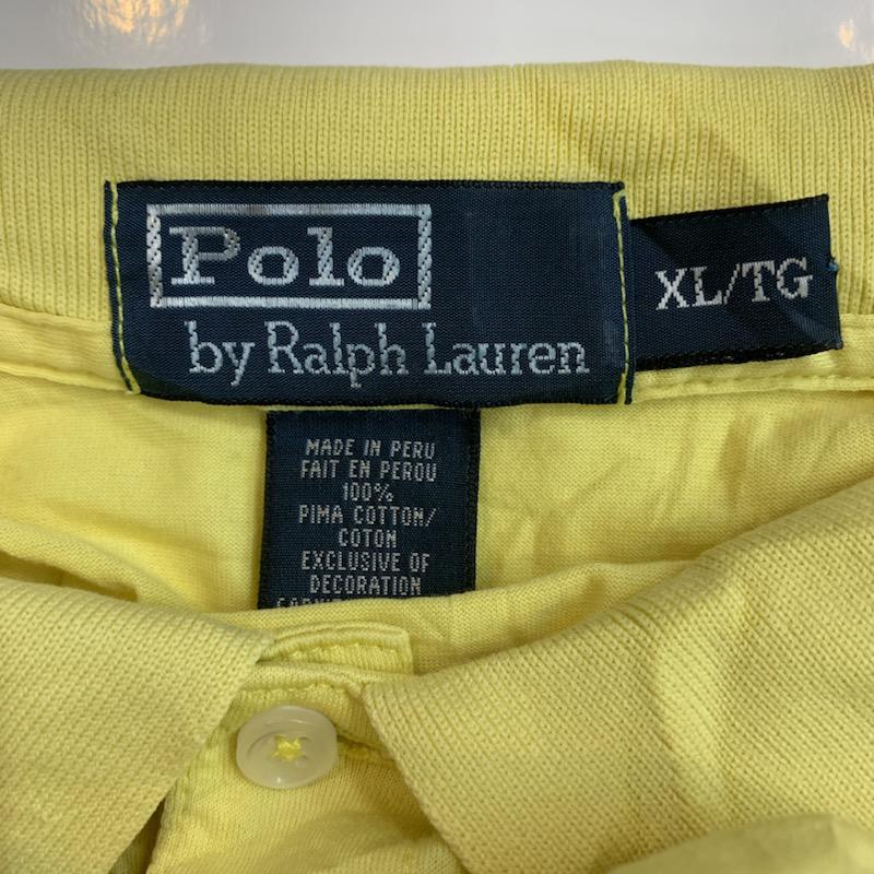 ポロバイラルフローレン Polo by RALPH LAUREN ポロシャツ 半袖 無地 ワンポイント XL 無地 X ワンポイント 黄 / イエロー /  メンズ USED 古着 中古 10025651