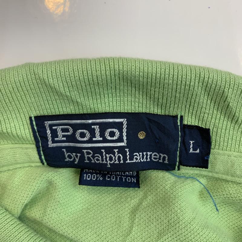 ポロラルフローレン POLO RALPH LAUREN ポロシャツ 半袖 無地 ワンポイント L 無地 X ワンポイント 黄緑 / イエローグリーン /  メンズ USED 古着 中古 10025684