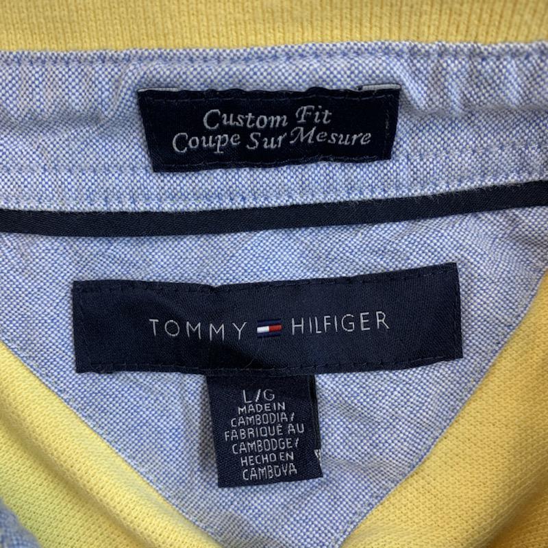 トミーヒルフィガー TOMMY HILFIGER ポロシャツ 半袖 無地 ワンポイント L 無地 X ワンポイント 黄 / イエロー /  メンズ USED 古着 中古 10025692