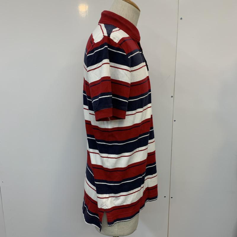 トミーヒルフィガー TOMMY HILFIGER ポロシャツ 半袖 ボーダー ワンポイント M ボーダー柄 X ワンポイント 白 / ホワイト / X 赤 / レッド / X 紺 / ネイビー /  メンズ USED 古着 中古 10025711