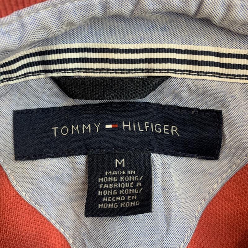 トミーヒルフィガー TOMMY HILFIGER ポロシャツ 半袖 無地 ワンポイント M 無地 X ワンポイント 赤 / レッド /  メンズ USED 古着 中古 10025716