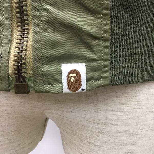 アベイシングエイプ A BATHING APE ジャケット、上着  アウター ジャケット MA-1 STUSSY×A BATHING APE リバーシブル フライトジャケット ロゴ M 無地 カーキ / カーキ / X 橙 / オレンジ /  メンズ USED 古着 中古 10026190