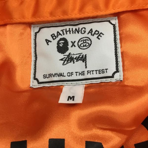アベイシングエイプ A BATHING APE ジャケット、上着  アウター ジャケット MA-1 STUSSY×A BATHING APE リバーシブル フライトジャケット ロゴ M 無地 カーキ / カーキ / X 橙 / オレンジ /  メンズ USED 古着 中古 10026190