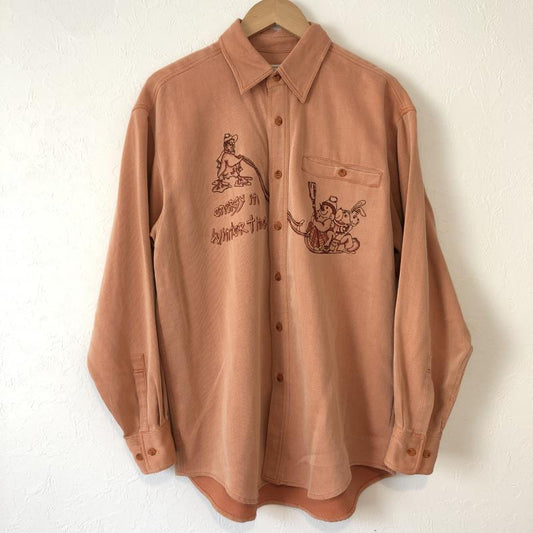 カステルバジャック スポーツ CASTELBAJAC SPORT シャツ、ブラウス 長袖 動物柄刺繍シャツ　雪だるま　オーバーサイズ 2 無地 X ロゴ、文字 X 刺繍 X ワンポイント X キャラクター X  X アニマル柄 橙 / オレンジ / X 茶 / ブラウン /  メンズ USED 古着 中古 10029103
