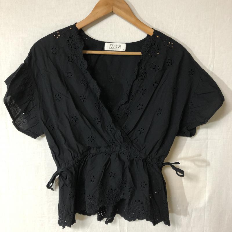 ローリーズファーム LOWRYS FARM カットソー 半袖 M 無地 X 花柄 黒 / ブラック /  レディース USED 古着 中古 10029531