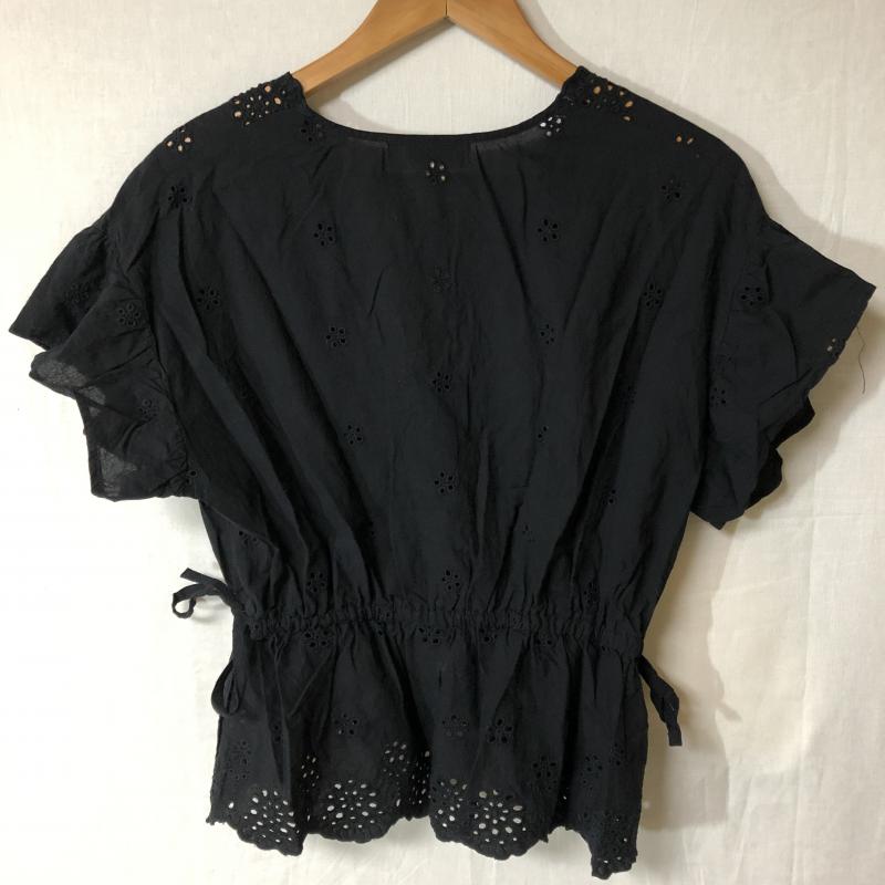 ローリーズファーム LOWRYS FARM カットソー 半袖 M 無地 X 花柄 黒 / ブラック /  レディース USED 古着 中古 10029531