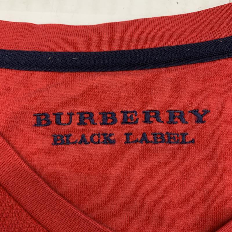 バーバリーブラックレーベル BURBERRY BLACK LABEL カットソー 長袖 Vネック 無地 ワンポイント ロンT 2 無地 X ワンポイント 赤 / レッド /  メンズ USED 古着 中古 10030137