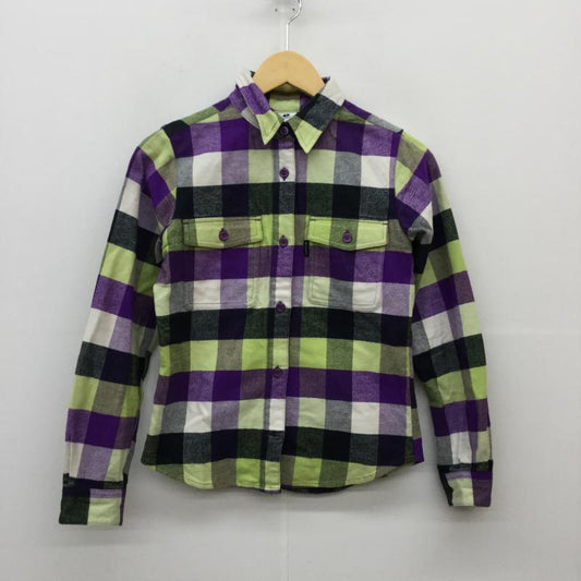 コロンビア Columbia シャツ、ブラウス 長袖 S チェック 白 / ホワイト / X 紫 / パープル / X 緑 / グリーン / X 黄緑 / イエローグリーン /  レディース USED 古着 中古 10030489