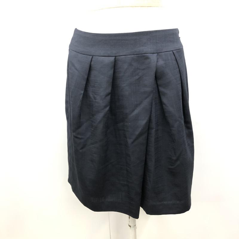 クローラ crolla スカート ひざ丈スカート タックスカート 無地 38 無地 紺 / ネイビー /  レディース USED 古着 中古 10030680