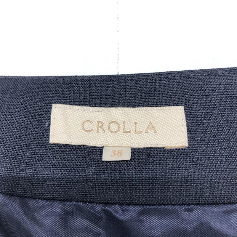 クローラ crolla スカート ひざ丈スカート タックスカート 無地 38 無地 紺 / ネイビー /  レディース USED 古着 中古 10030680