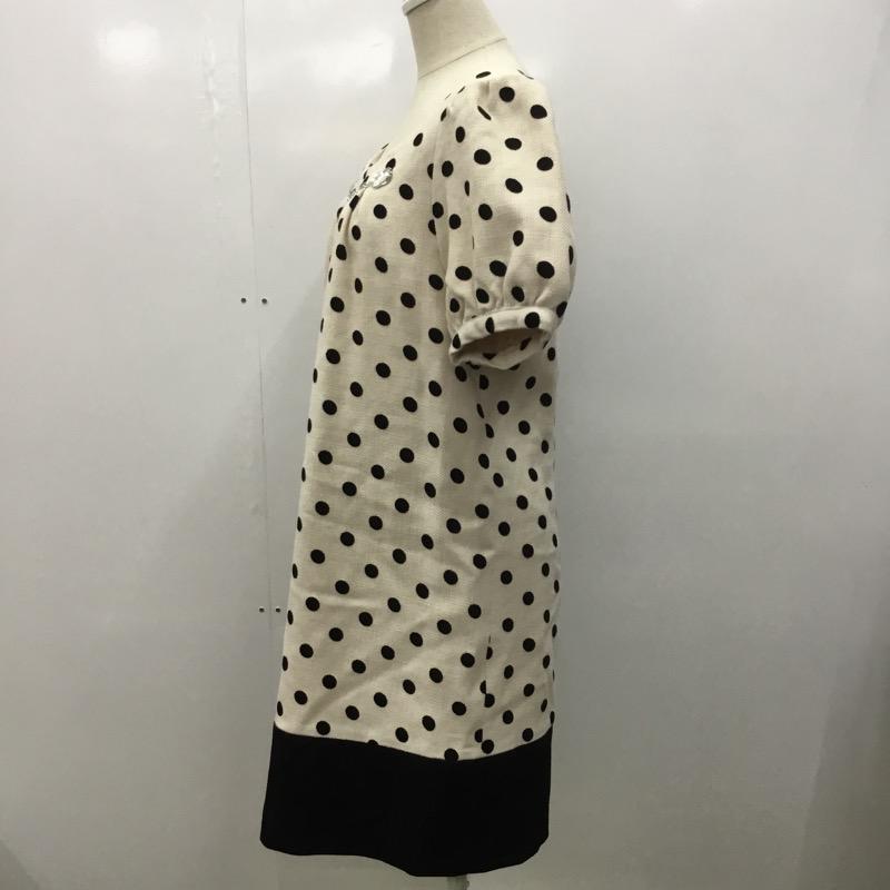 イング INGNI ワンピース ミニスカート ドット 半袖 ビジュー付ワンピース M ドット ベージュ / ベージュ /  レディース USED 古着 中古 10030841
