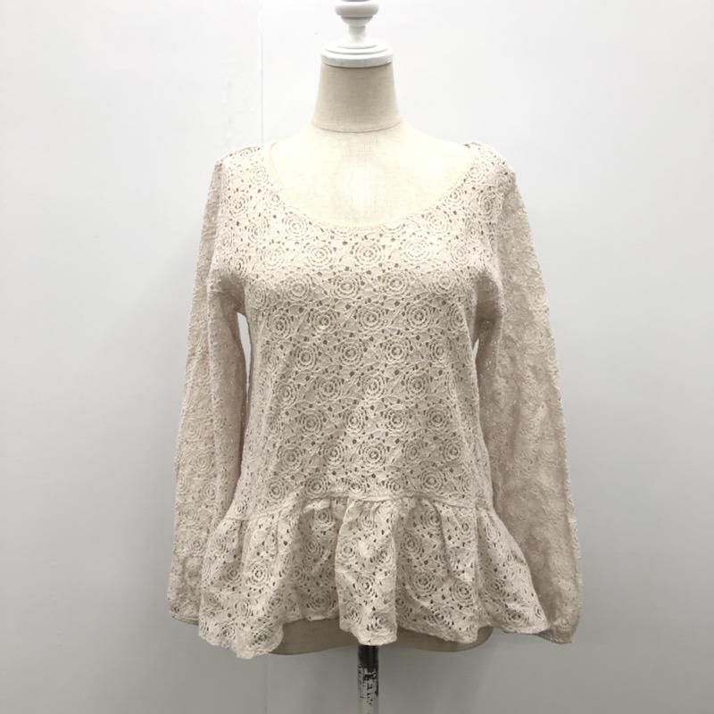 アパートバイローリーズ apart by lowrys カットソー 長袖 フラワーレース　ペプラムカットソー L レース柄 ベージュ / ベージュ /  レディース USED 古着 中古 10030927